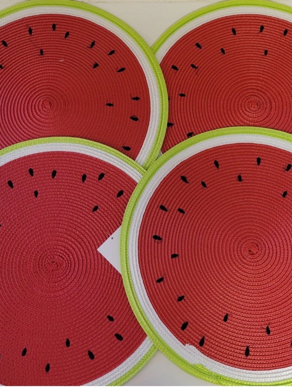 4x Hobby Lobby Watermelon 15” Round Woven Placemat Table Top 4pc Lot Charger